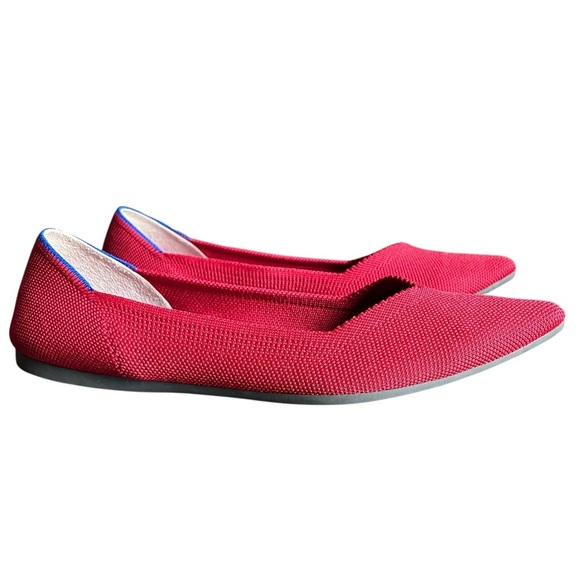 Rothy's Women's Red Pointed Toe Knit Ballet Flats Size 9 - Picture 11 of 11
